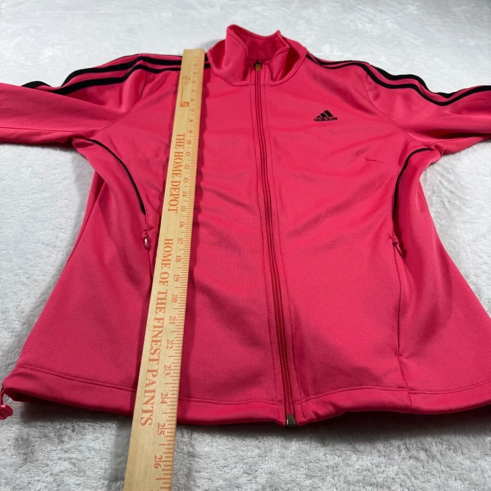 Adidas Girls Youth 14 Climalite Track Jacket Pink Black Full Zip Activewear